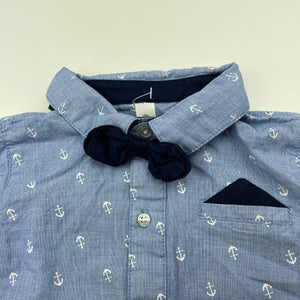 Boys Dymples, cotton long sleeve shirt + bow tie, EUC, size 1,  