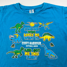 Load image into Gallery viewer, Boys SUNPRINTS, blue cotton t-shirt / top, dinosaurs, EUC, size 6,  