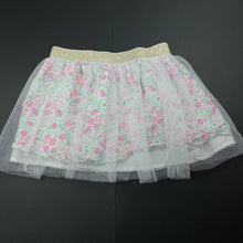 Load image into Gallery viewer, Girls floral, cotton &amp; tulle skirt, elasticated, L: 25cm, EUC, size 4,  