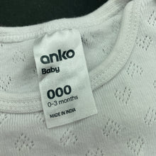Load image into Gallery viewer, Girls Anko, white pointelle cotton bodysuit / romper, GUC, size 000,  