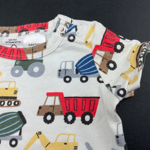 Boys Cotton On, soft feel bodysuit / romper, trucks, GUC, size 00,  