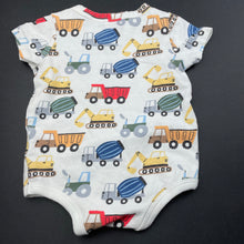 Load image into Gallery viewer, Boys Cotton On, soft feel bodysuit / romper, trucks, GUC, size 00,  