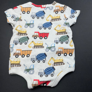 Boys Cotton On, soft feel bodysuit / romper, trucks, GUC, size 00,  