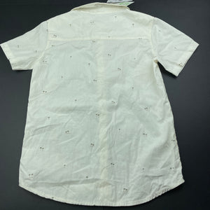 Boys Anko, cream cotton short sleeve shirt, EUC, size 7,  