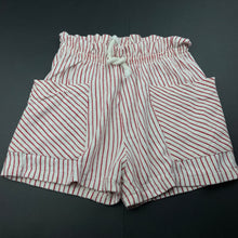 Load image into Gallery viewer, Girls Zara, red &amp; white stripe shorts, elasticated, GUC, size 8,  