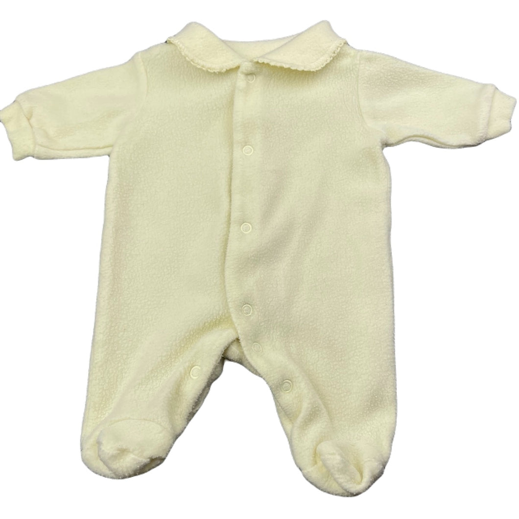 unisex Target, yellow fleece coverall / romper, GUC, size 0000,  