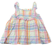 Load image into Gallery viewer, Girls Dymples, checked viscose / linen summer dress, GUC, size 0, L: 33cm