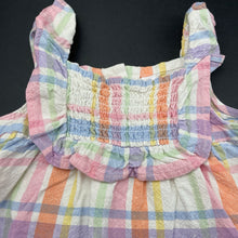 Load image into Gallery viewer, Girls Dymples, checked viscose / linen summer dress, GUC, size 0, L: 33cm