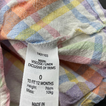 Load image into Gallery viewer, Girls Dymples, checked viscose / linen summer dress, GUC, size 0, L: 33cm