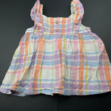 Load image into Gallery viewer, Girls Dymples, checked viscose / linen summer dress, GUC, size 0, L: 33cm
