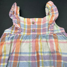 Load image into Gallery viewer, Girls Dymples, checked viscose / linen summer dress, GUC, size 0, L: 33cm