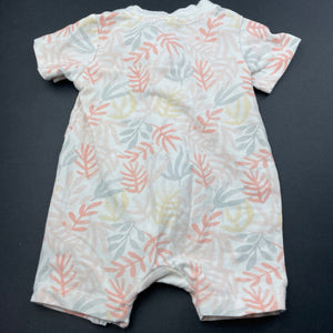 Girls Anko, stretchy organic cotton blend zip romper, FUC, size 000,  