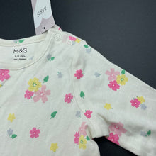Load image into Gallery viewer, Girls M&amp;S, floral cotton bodysuit / romper, NEW, size 0,  