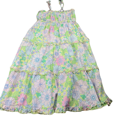 Girls Cotton On, lined floral cotton summer maxi dress, GUC, size 5, L: 77cm