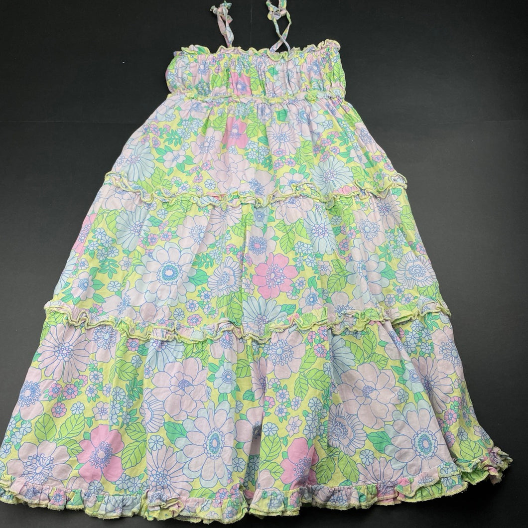 Girls Cotton On, lined floral cotton summer maxi dress, GUC, size 5, L: 77cm