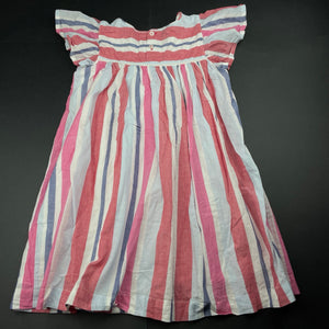 Girls lined, lightweight cotton dress, size label removed, armpit to armpit: 30cm, GUC, size 5-6, L: 56cm