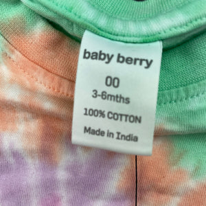 unisex Baby Berry, tie dyed cotton t-shirt / top, NEW, size 00,  