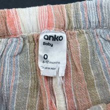 Load image into Gallery viewer, unisex Anko, lightweight cotton shorts, elasticated, GUC, size 0,  