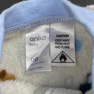 Boys Anko, soft fleece zip coverall / romper, GUC, size 00,  