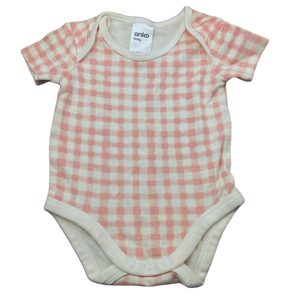 Girls Anko, checked cotton bodysuit / romper, GUC, size 000,  