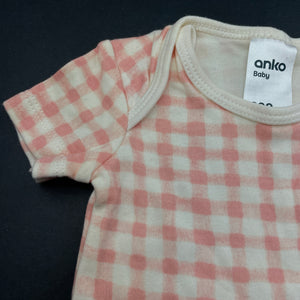 Girls Anko, checked cotton bodysuit / romper, GUC, size 000,  