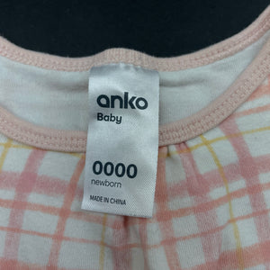 Girls Anko, checked cotton romper, GUC, size 0000,  