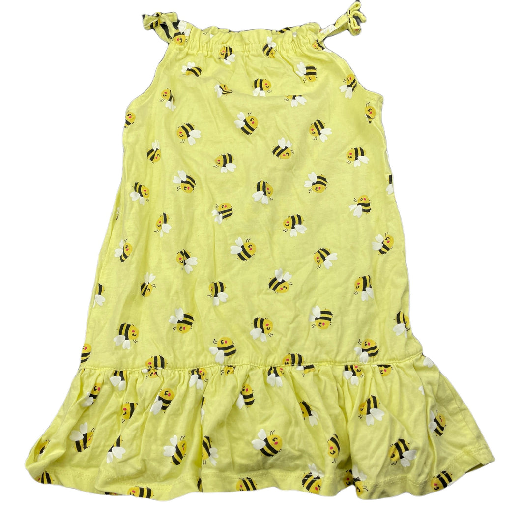 Girls Mango, yellow cotton summer dress, bees, EUC, size 3, L: 50cm