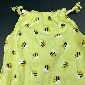 Girls Mango, yellow cotton summer dress, bees, EUC, size 3, L: 50cm