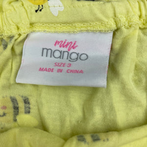 Girls Mango, yellow cotton summer dress, bees, EUC, size 3, L: 50cm