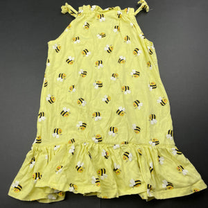 Girls Mango, yellow cotton summer dress, bees, EUC, size 3, L: 50cm