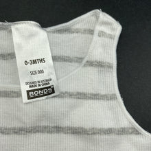 Load image into Gallery viewer, unisex Bonds, striped stretchy singletsuit / romper, EUC, size 000,  