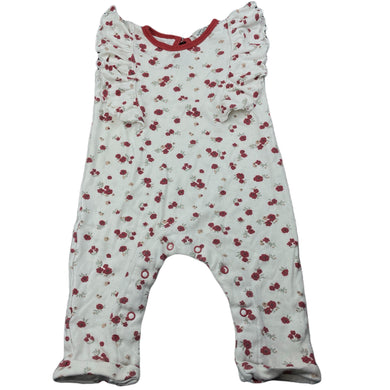Girls Baby Berry, floral organic cotton ruffle romper, FUC, size 0,  
