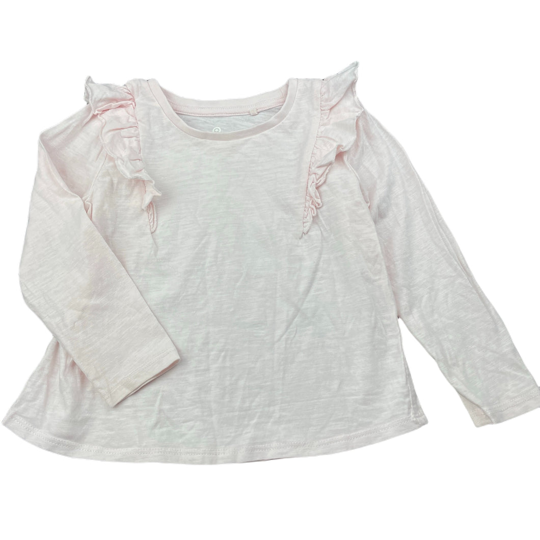 Girls Target, pink organic cotton ruffle long sleeve top, EUC, size 3,  