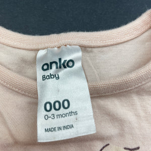 Girls Anko, pink cotton t-shirt / top, cockatoo, EUC, size 000,  