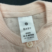 Load image into Gallery viewer, Girls Target, pink knitted cotton cardigan, EUC, size 000,  