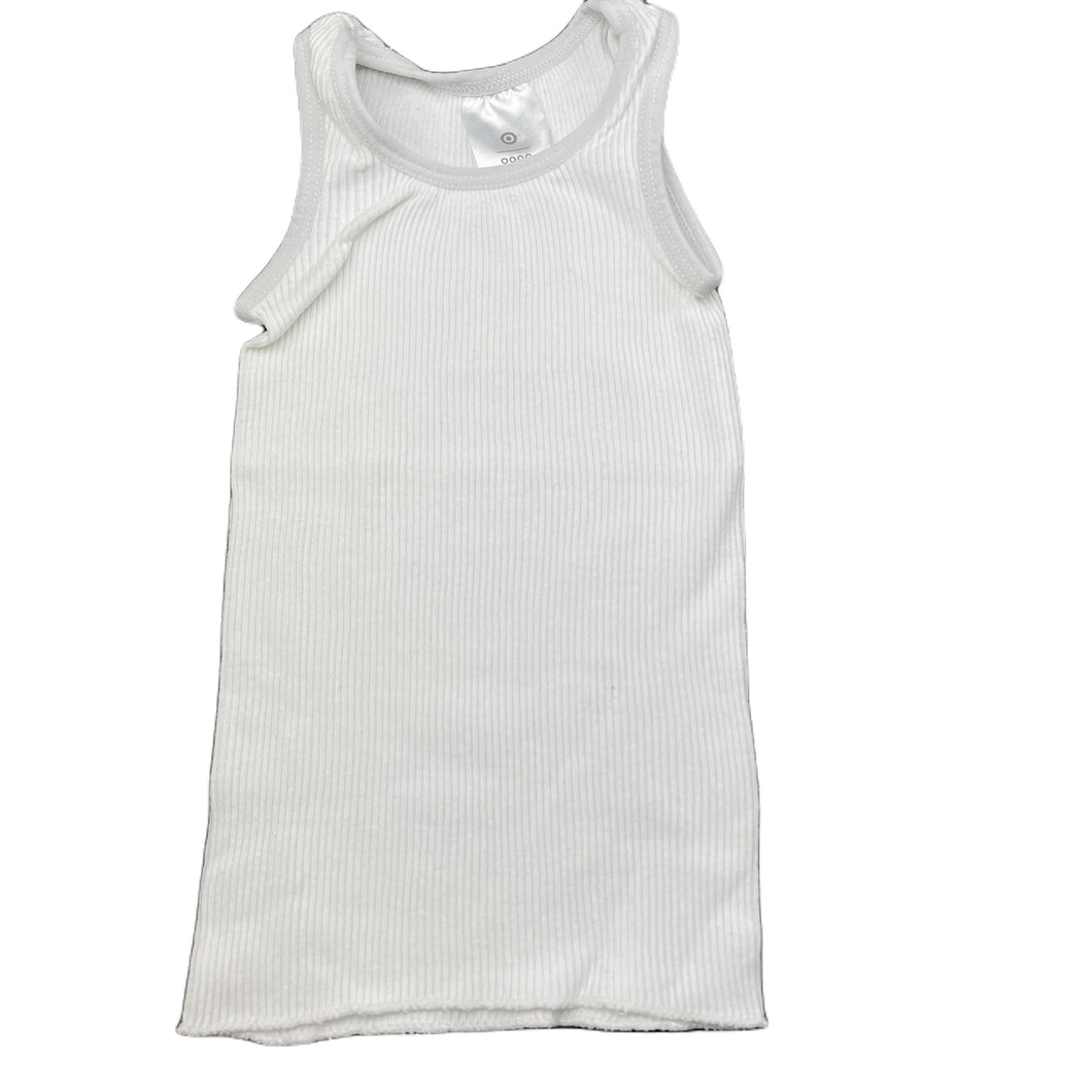 unisex Target, white ribbed cotton singlet top, GUC, size 0000,  