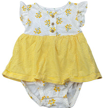 Load image into Gallery viewer, Girls Carters, yellow floral cotton romper, EUC, size 0,  