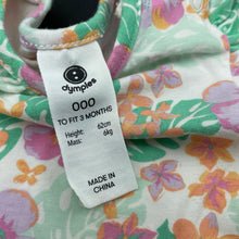 Load image into Gallery viewer, Girls Dymples, stretchy floral romper, EUC, size 000,  
