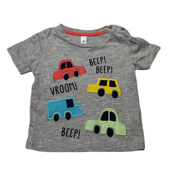 Boys Dymples, grey t-shirt / top, applique cars, EUC, size 0,  