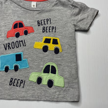 Load image into Gallery viewer, Boys Dymples, grey t-shirt / top, applique cars, EUC, size 0,  