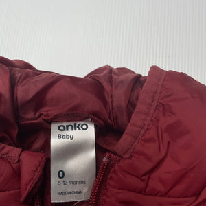 unisex Anko, red hooded jacket / coat, GUC, size 0,  