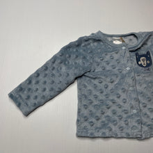 Load image into Gallery viewer, unisex Baby Gear, blue fleece lightweight long sleeve top, GUC, size 0,  