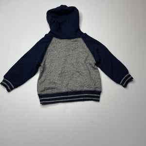 Boys navy & grey, hoodie sweater, labels removed, armpit to armpit: 27cm, armpit to cuff: 18cm, EUC, size 0,  
