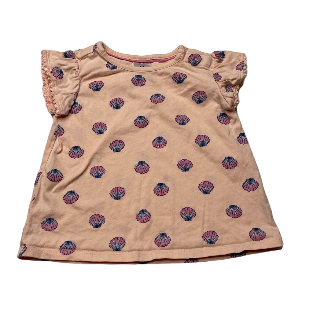 Girls Target, pink cotton t-shirt / top, seashells, EUC, size 0,  