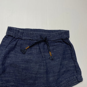 Boys Anko, blue organic cotton shorts, elasticated, GUC, size 0,  
