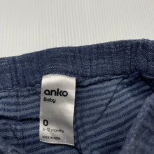 Load image into Gallery viewer, Boys Anko, blue organic cotton shorts, elasticated, GUC, size 0,  