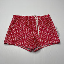 Load image into Gallery viewer, Girls Babes in the Shade, red &amp; white swim shorts, elasticated, EUC, size 4,  