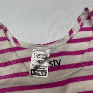 Girls Bonds, pink stripe stretchy chesty singletsuit romper, GUC, size 0,  