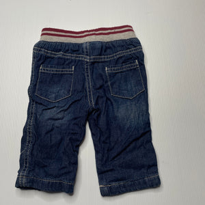 Boys Tiny Little Wonders, cotton lined denim pants, elasticated, GUC, size 000,  