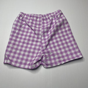 Girls TOTAL BABE, purple check stretchy shorts, elasticated, EUC, size 4,  